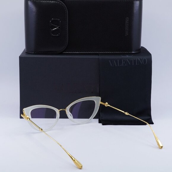 Valentino V-DAYDREAM VLX-123C Cat Eye Eyeglasses 51mm - Crystal Ivory/Gold - Picture 4 of 11